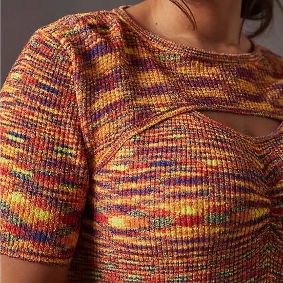 Anthropologie Current Air Orange/Multi  Cutout Mini Dress - Picture 13 of 13